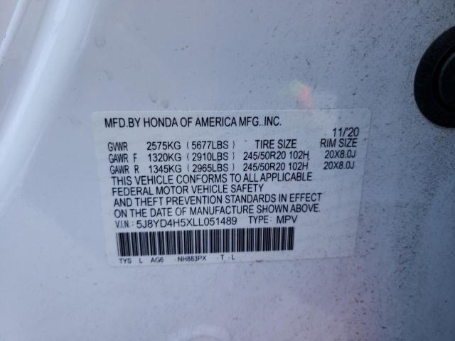 Photo 9 VIN: 5J8YD4H5XLL051489 - ACURA MDX 