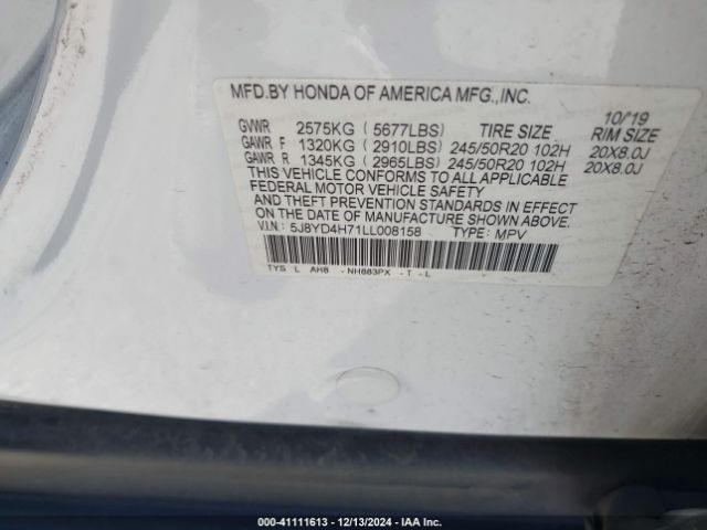 Photo 8 VIN: 5J8YD4H71LL008158 - ACURA MDX 