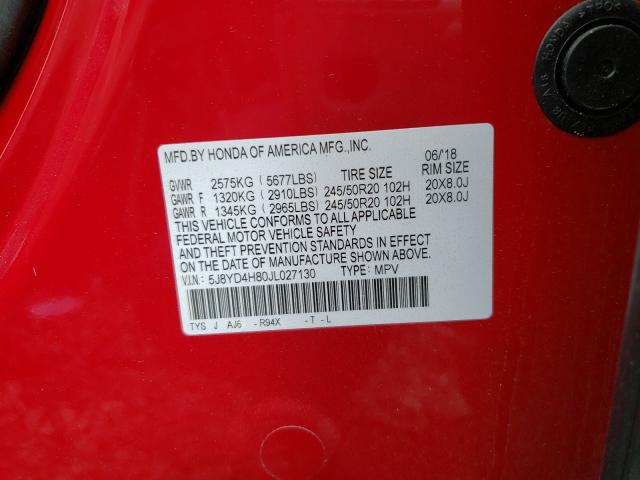 Photo 9 VIN: 5J8YD4H80JL027130 - ACURA MDX ADVANC 