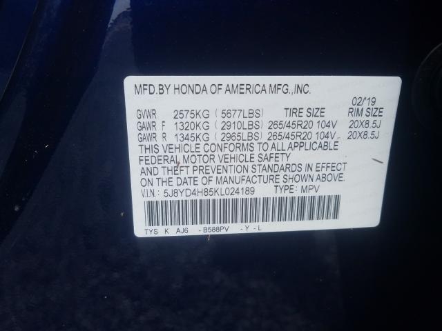 Photo 9 VIN: 5J8YD4H85KL024189 - ACURA MDX 