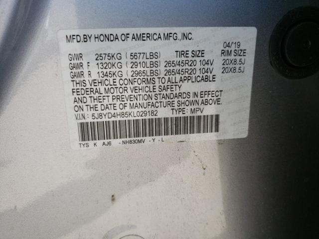 Photo 9 VIN: 5J8YD4H85KL029182 - ACURA MDX ADVANC 