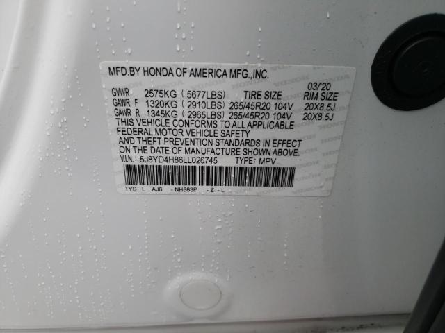 Photo 9 VIN: 5J8YD4H86LL026745 - ACURA MDX ADVANC 