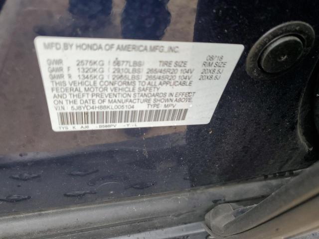 Photo 12 VIN: 5J8YD4H88KL005104 - ACURA MDX ADVANC 