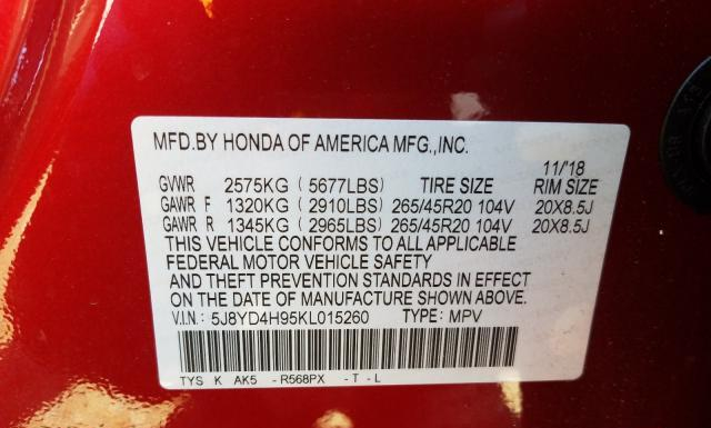 Photo 9 VIN: 5J8YD4H95KL015260 - ACURA MDX 