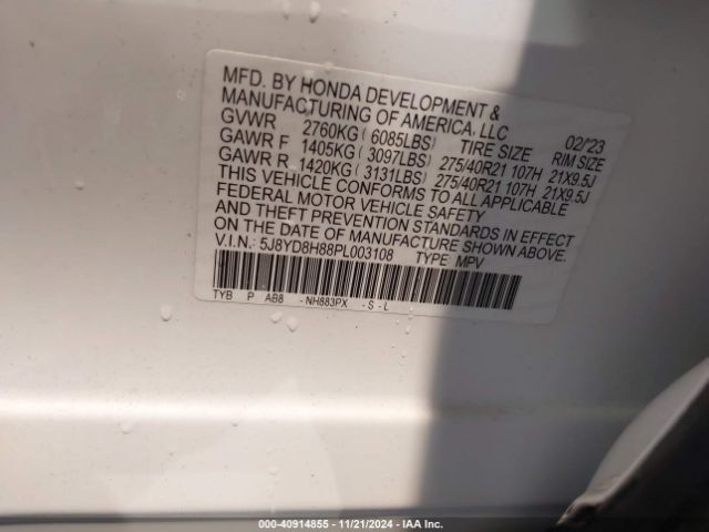 Photo 8 VIN: 5J8YD8H88PL003108 - ACURA MDX 