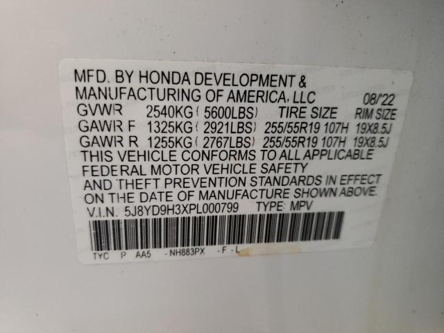 Photo 11 VIN: 5J8YD9H3XPL000799 - ACURA MDX 