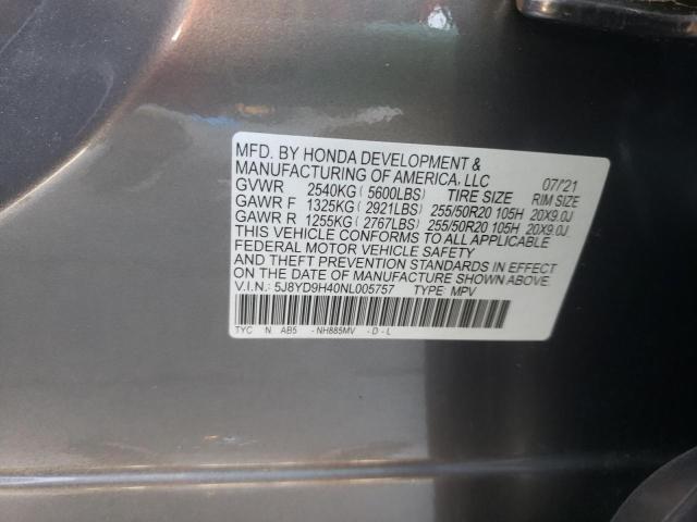 Photo 9 VIN: 5J8YD9H40NL005757 - ACURA MDX TECHNO 