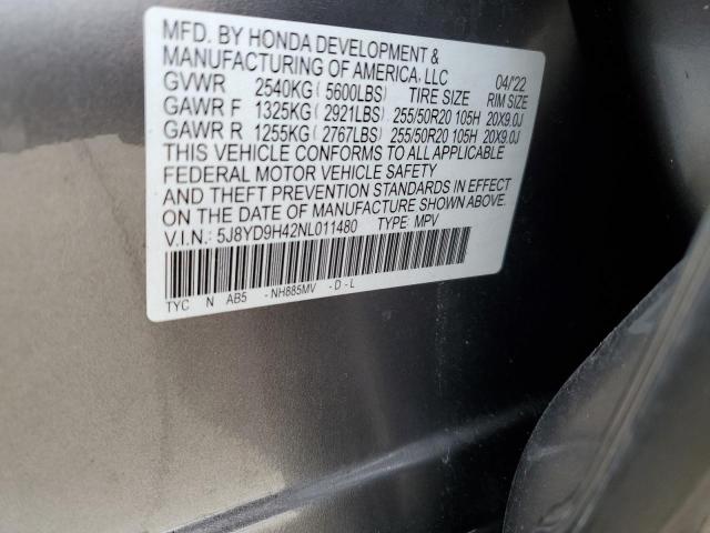 Photo 13 VIN: 5J8YD9H42NL011480 - ACURA MDX TECHNO 