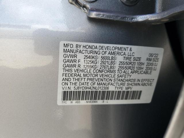 Photo 12 VIN: 5J8YD9H42NL012306 - ACURA MDX 