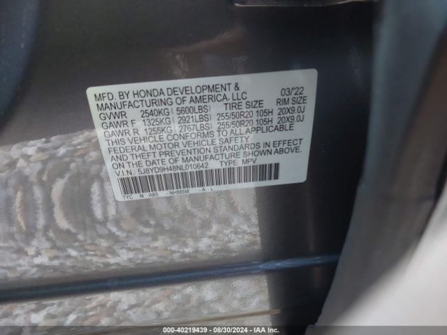 Photo 8 VIN: 5J8YD9H48NL010642 - ACURA MDX 