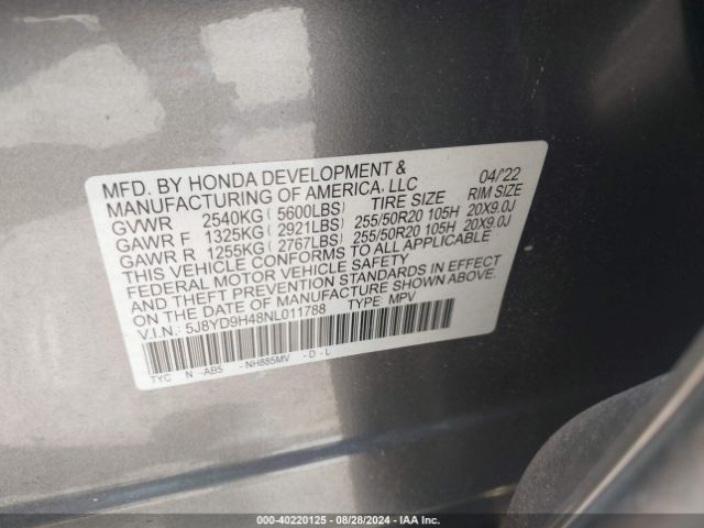 Photo 8 VIN: 5J8YD9H48NL011788 - ACURA MDX 