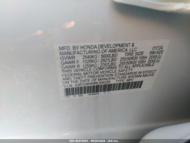 Photo 8 VIN: 5J8YD9H49RL006329 - ACURA MDX 