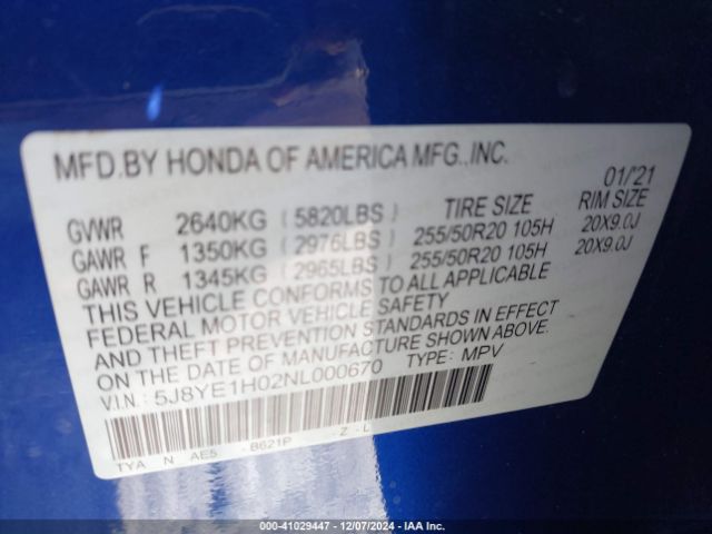 Photo 8 VIN: 5J8YE1H02NL000670 - ACURA MDX 