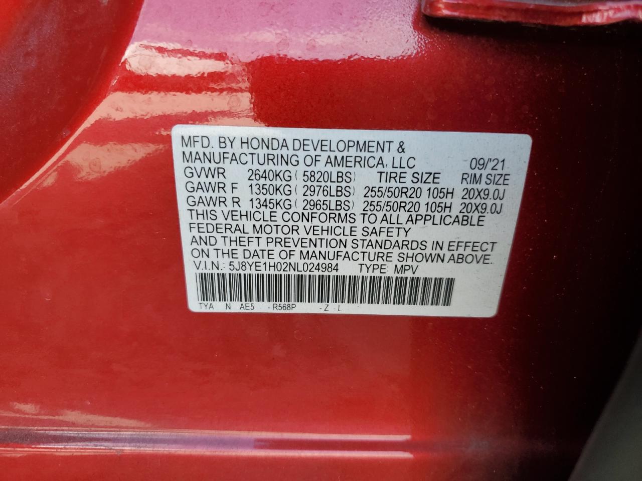 Photo 13 VIN: 5J8YE1H02NL024984 - ACURA MDX 