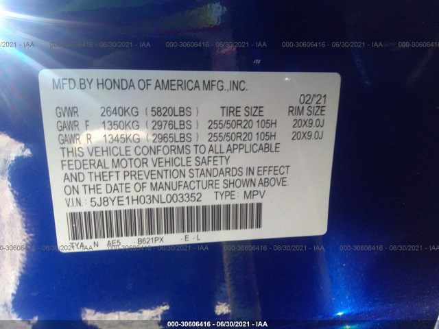 Photo 8 VIN: 5J8YE1H03NL003352 - ACURA MDX 