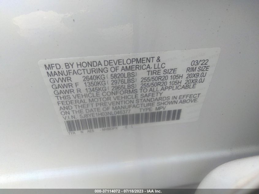 Photo 8 VIN: 5J8YE1H03NL046377 - ACURA MDX 