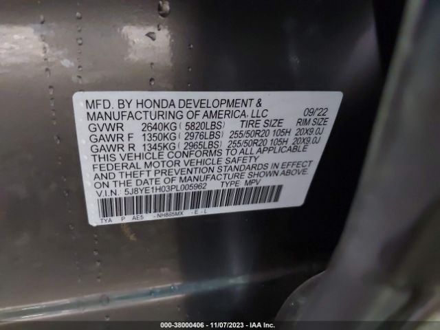 Photo 8 VIN: 5J8YE1H03PL005962 - ACURA MDX 