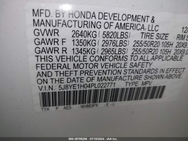 Photo 8 VIN: 5J8YE1H04PL022771 - ACURA MDX 