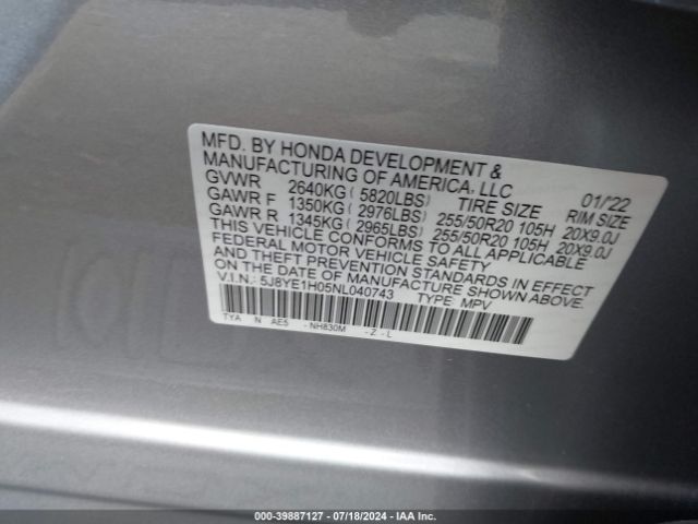 Photo 8 VIN: 5J8YE1H05NL040743 - ACURA MDX 