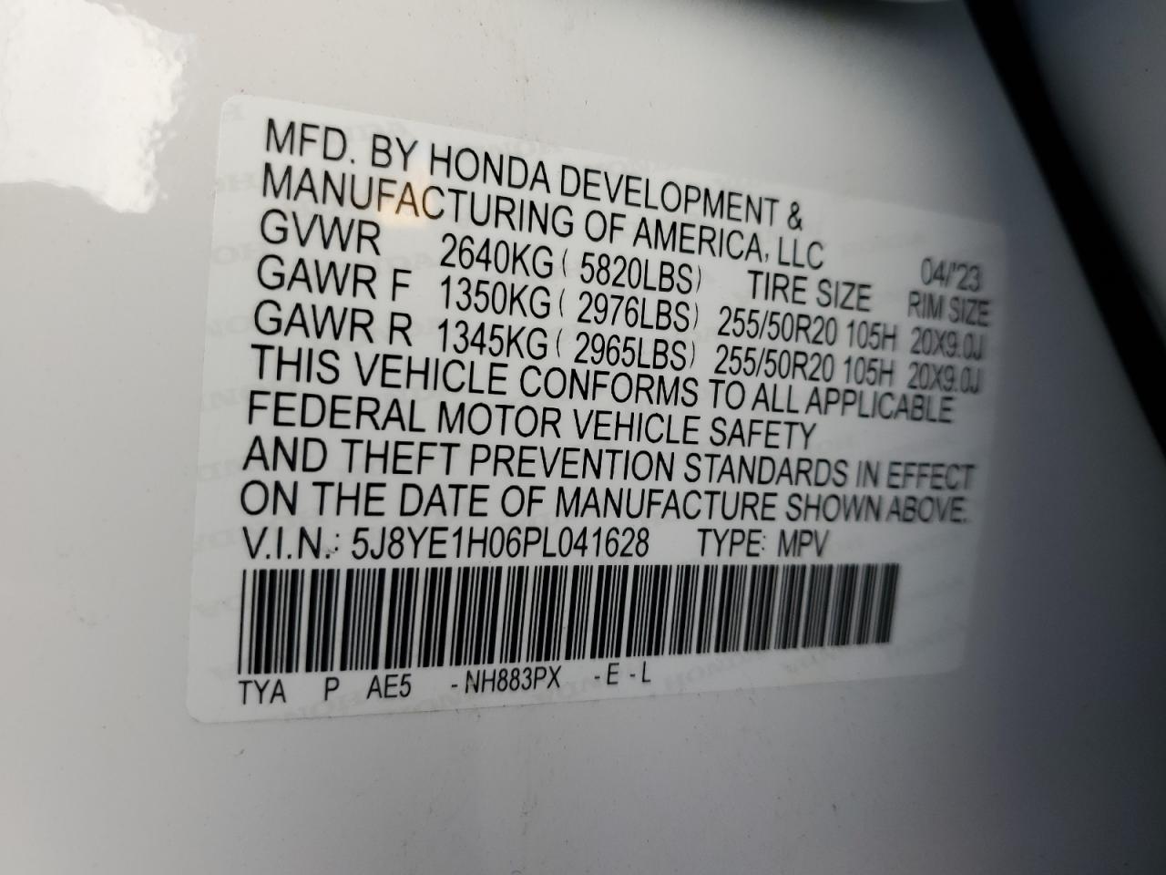 Photo 12 VIN: 5J8YE1H06PL041628 - ACURA MDX 