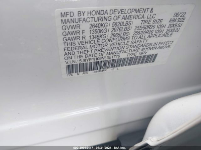 Photo 8 VIN: 5J8YE1H09NL051776 - ACURA MDX 