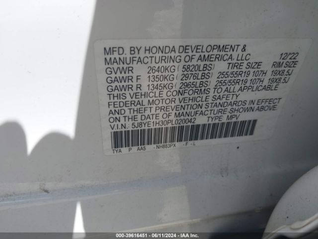 Photo 8 VIN: 5J8YE1H30PL020042 - ACURA MDX 