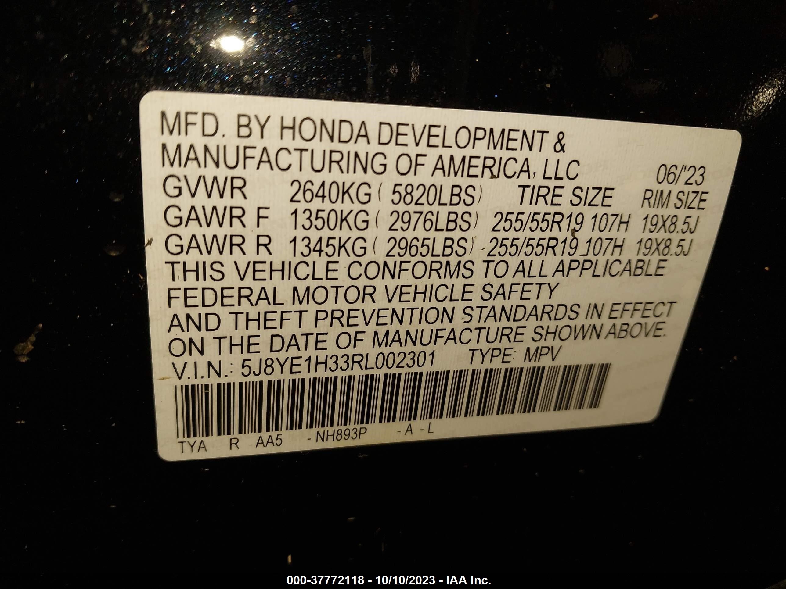 Photo 8 VIN: 5J8YE1H33RL002301 - ACURA MDX 