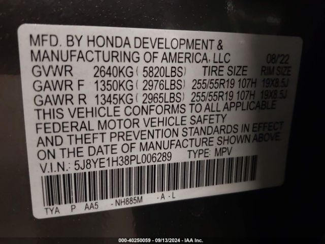 Photo 8 VIN: 5J8YE1H38PL006289 - ACURA MDX 