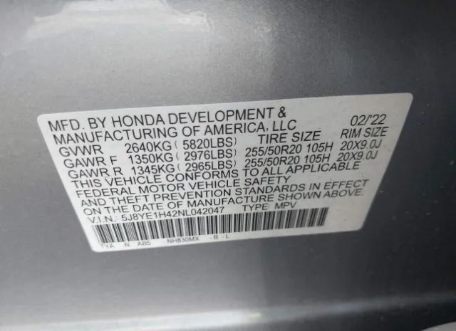 Photo 8 VIN: 5J8YE1H42NL042047 - ACURA MDX 