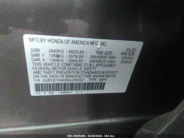 Photo 8 VIN: 5J8YE1H43NL006397 - ACURA MDX 