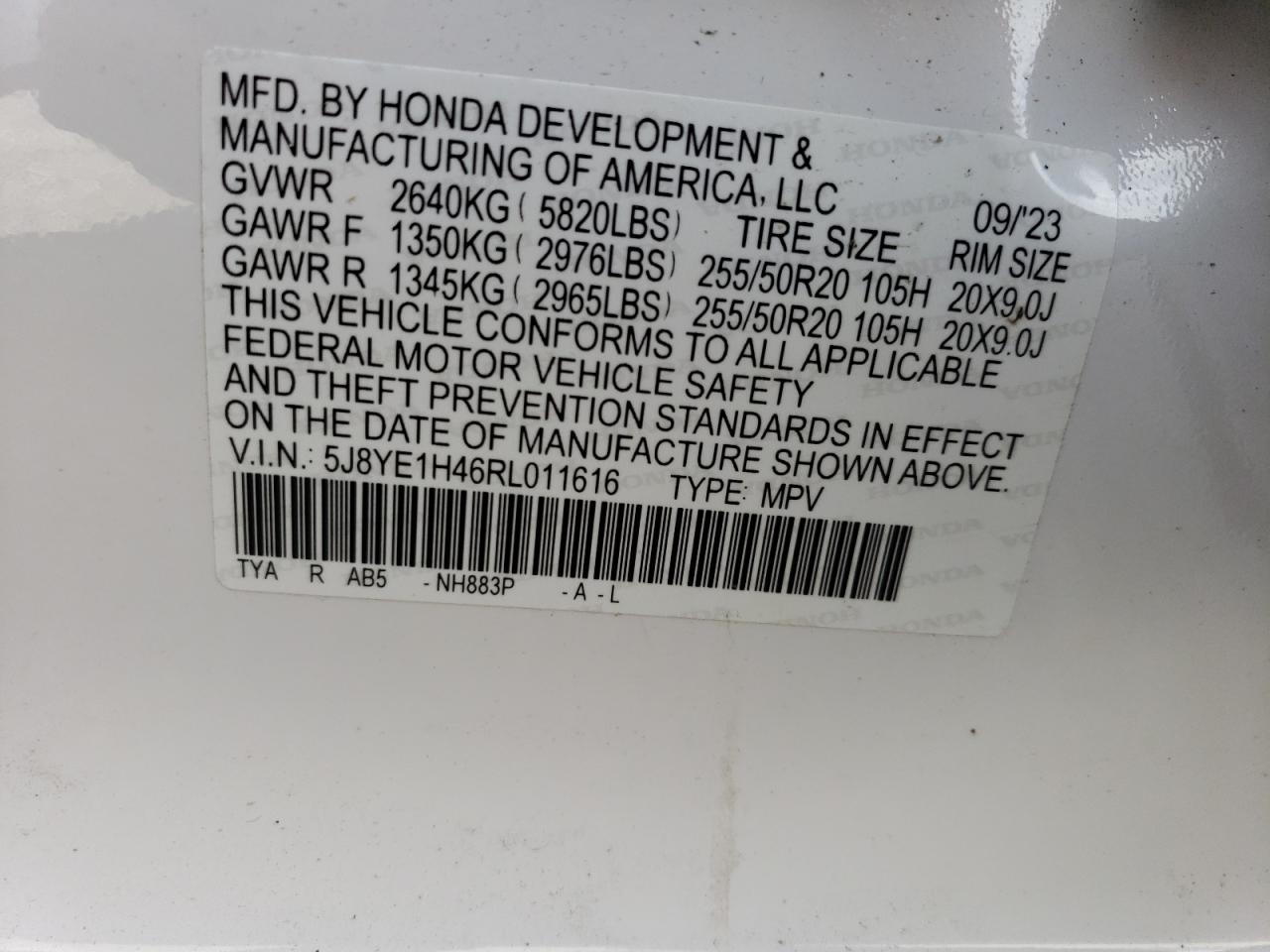 Photo 12 VIN: 5J8YE1H46RL011616 - ACURA MDX 