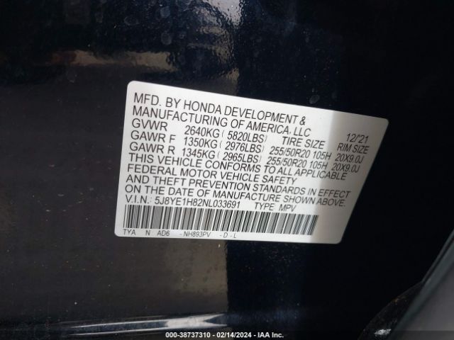 Photo 8 VIN: 5J8YE1H82NL033691 - ACURA MDX 