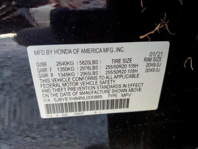 Photo 9 VIN: 5J8YE1H84NL000885 - ACURA MDX ADVANC 