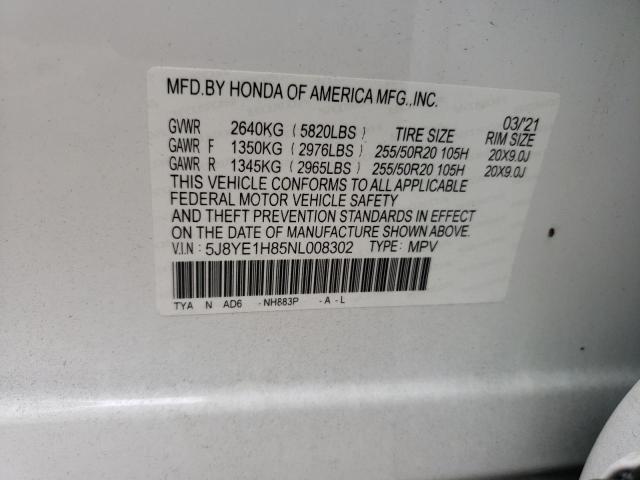 Photo 9 VIN: 5J8YE1H85NL008302 - ACURA MDX ADVANC 