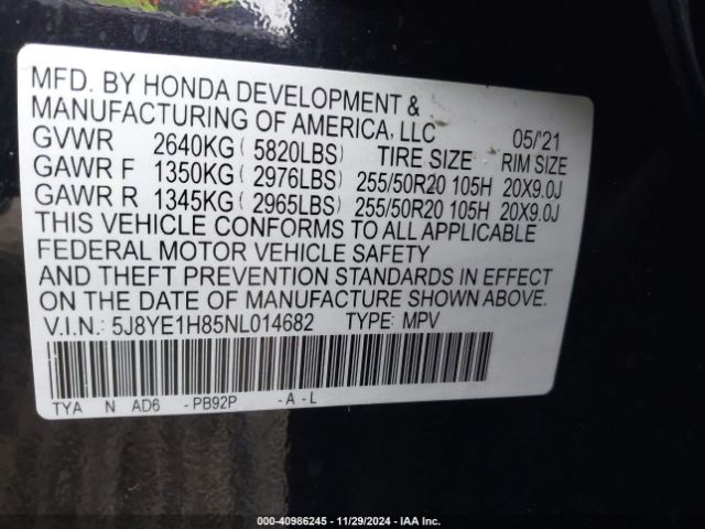 Photo 8 VIN: 5J8YE1H85NL014682 - ACURA MDX 