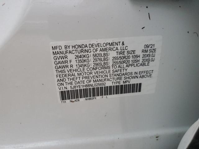 Photo 9 VIN: 5J8YE1H88NL025692 - ACURA MDX ADVANC 