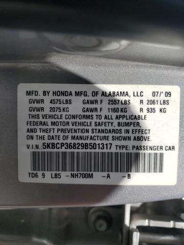 Photo 11 VIN: 5KBCP36829B501317 - HONDA ACCORD EXL 