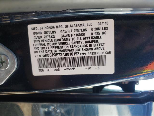 Photo 9 VIN: 5KBCP3F7XAB016192 - HONDA ACCORD EX 