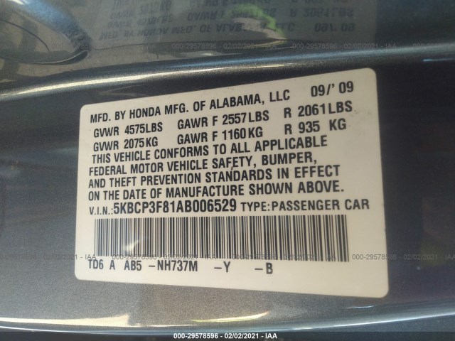 Photo 8 VIN: 5KBCP3F81AB006529 - HONDA ACCORD SDN 