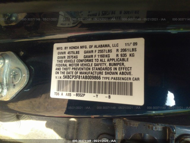 Photo 8 VIN: 5KBCP3F81AB009866 - HONDA ACCORD SDN 