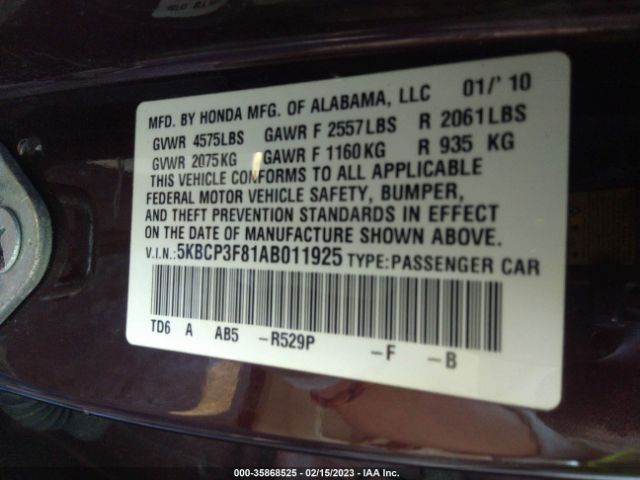 Photo 8 VIN: 5KBCP3F81AB011925 - HONDA ACCORD 