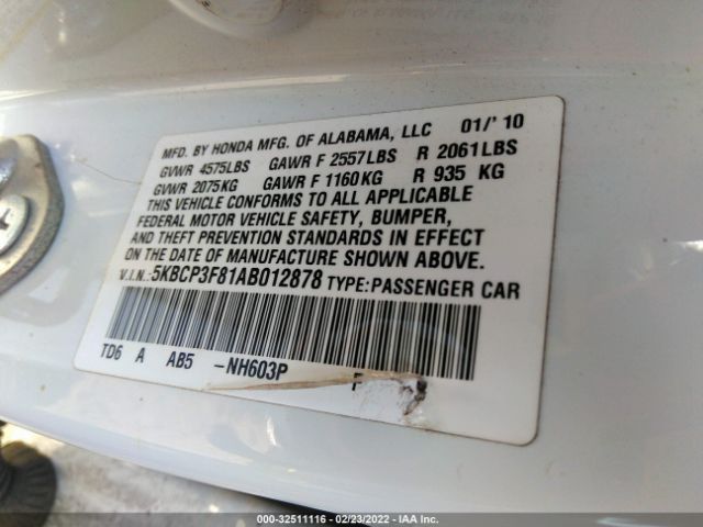 Photo 8 VIN: 5KBCP3F81AB012878 - HONDA ACCORD SDN 