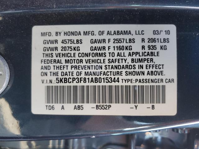 Photo 11 VIN: 5KBCP3F81AB015344 - HONDA ACCORD EXL 