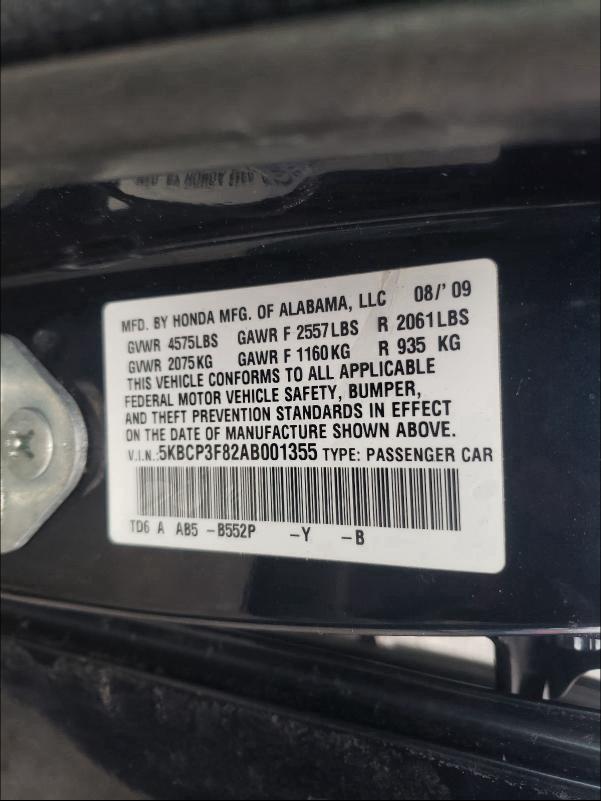 Photo 9 VIN: 5KBCP3F82AB001355 - HONDA ACCORD EXL 