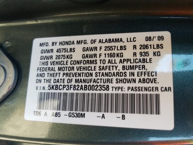 Photo 9 VIN: 5KBCP3F82AB002358 - HONDA ACCORD EXL 