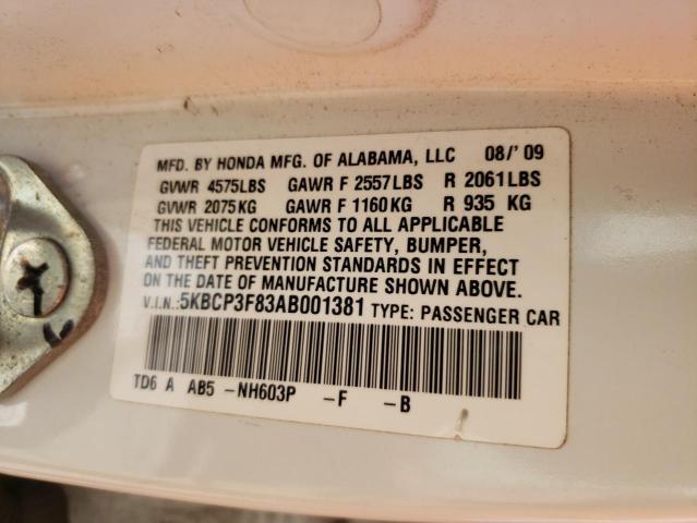 Photo 11 VIN: 5KBCP3F83AB001381 - HONDA ACCORD EXL 