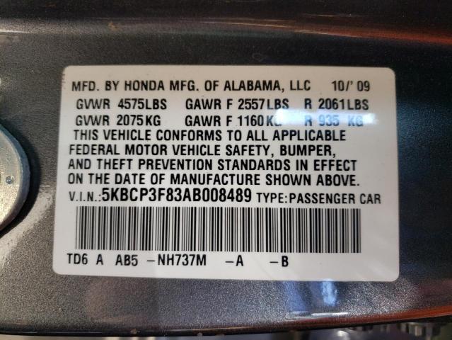 Photo 9 VIN: 5KBCP3F83AB008489 - HONDA ACCORD EXL 