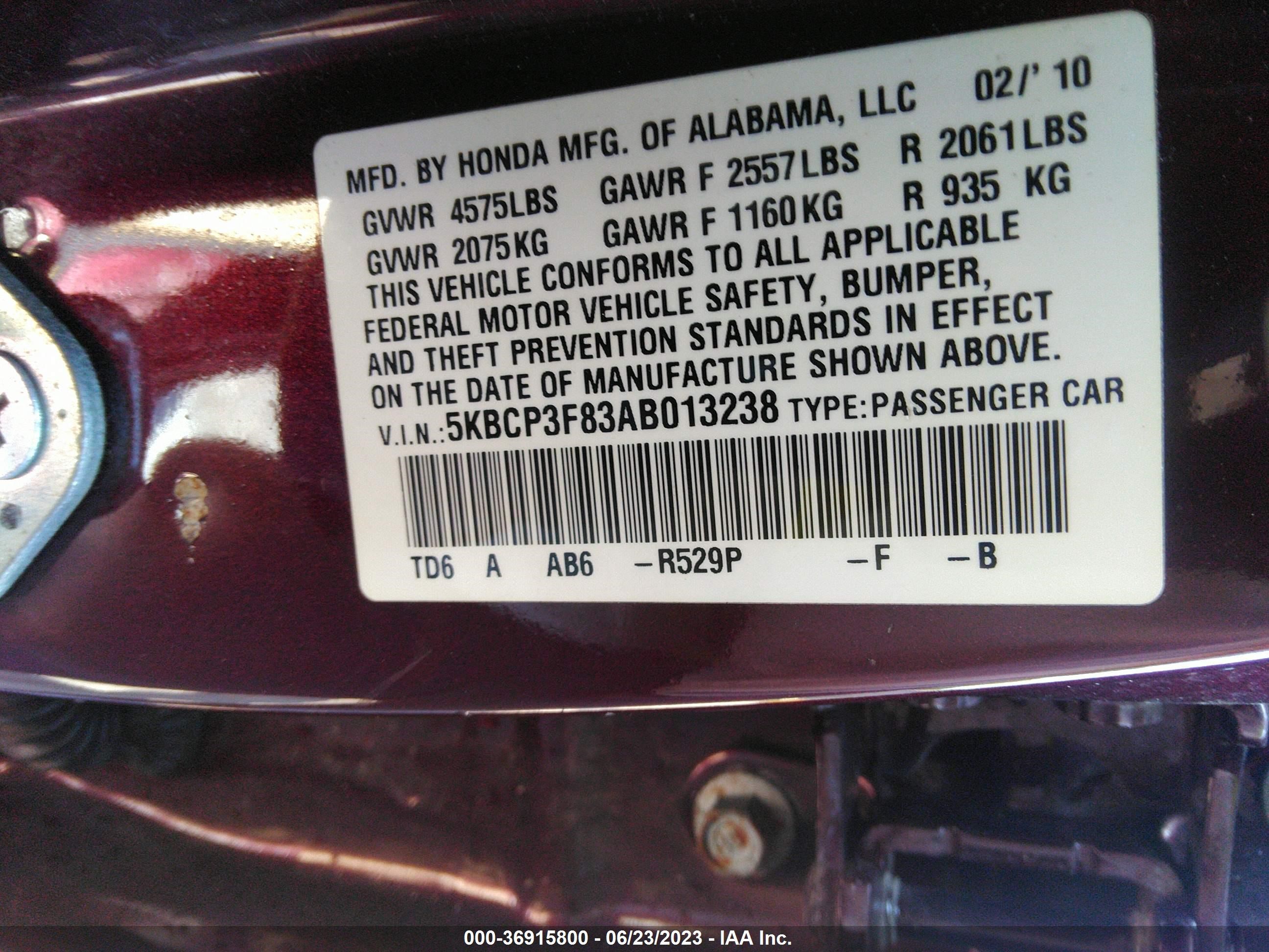 Photo 8 VIN: 5KBCP3F83AB013238 - HONDA ACCORD 