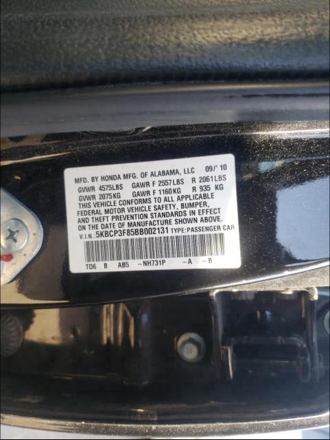 Photo 9 VIN: 5KBCP3F85BB002131 - HONDA ACCORD EXL 