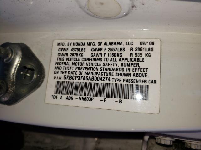 Photo 9 VIN: 5KBCP3F86AB004274 - HONDA ACCORD EXL 